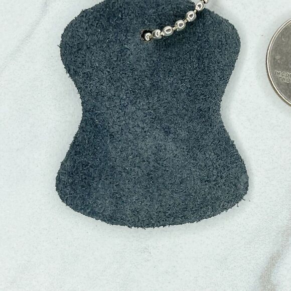 Black Genuine Leather Ball Chain Keychain Keyring - Picture 3 of 6
